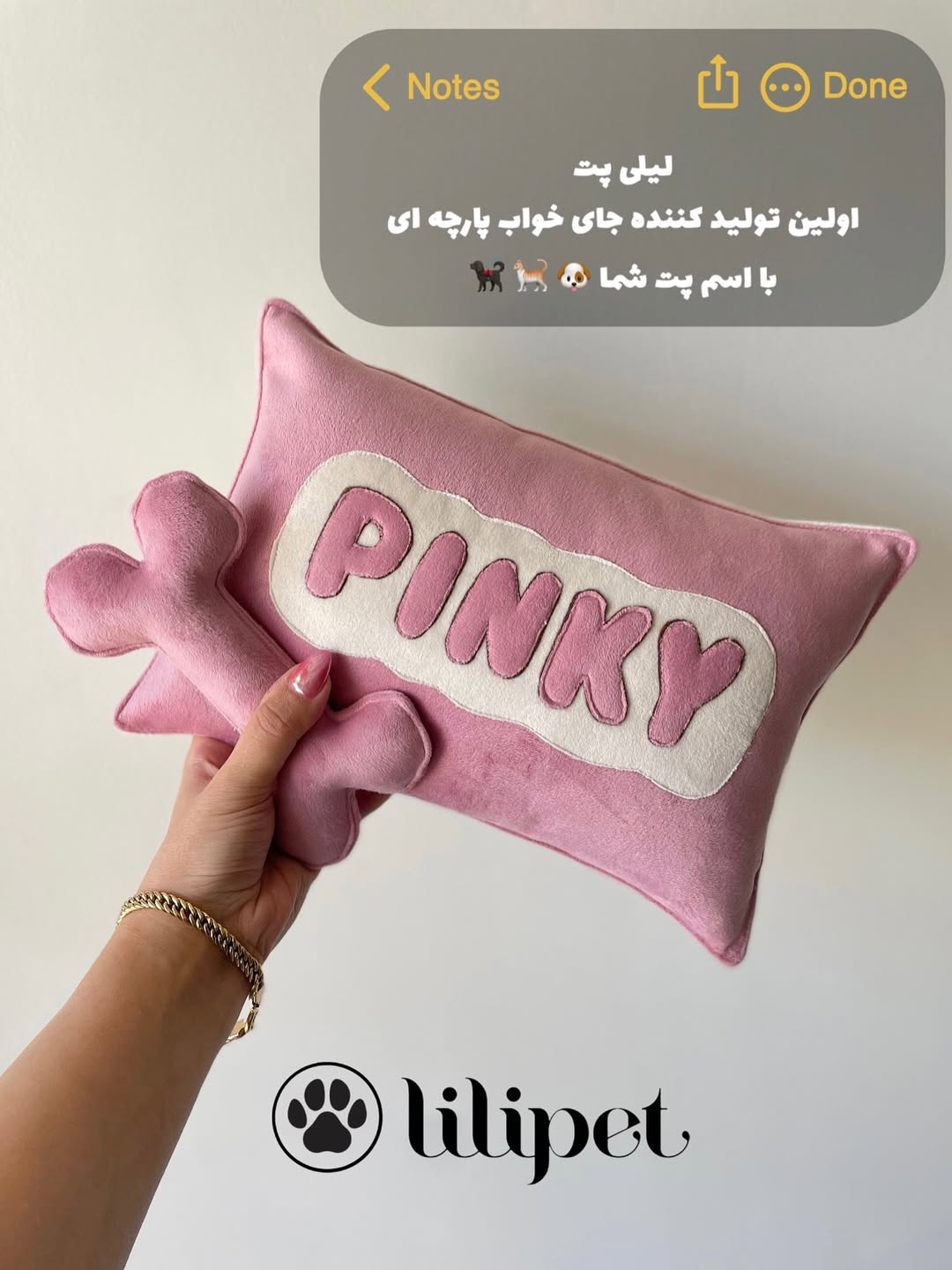 بالش با اسم پت و اسباب بازی استخوان